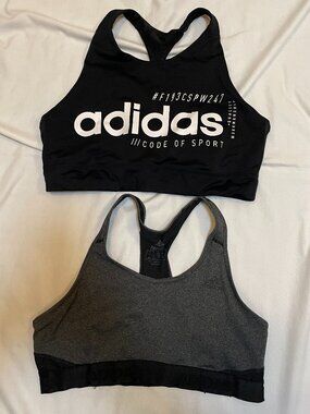 adidas Womens Sports Bras Lot of 2 Climacool Workout Black and Grey Preowned